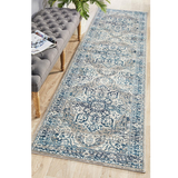 Blake Blue Grey Medallion Transitional Hallway Runner