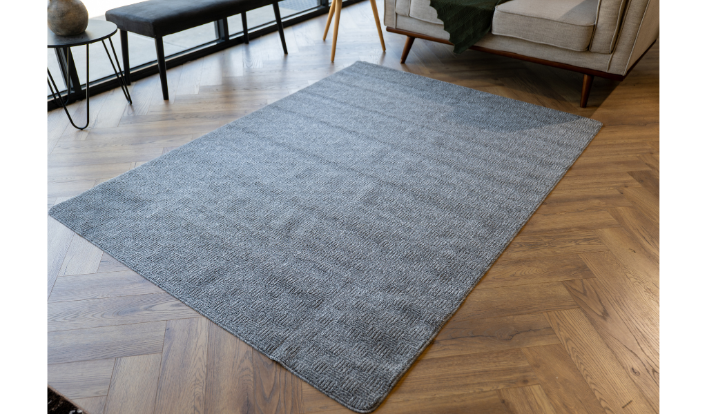 Callavi Grey Box Pattern Flatweave Rug