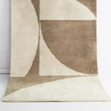 Isla Beige and Brown Abstract Shapes Wool Rug