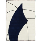 Isla Blue and Ivory Abstract Shapes Wool Rug