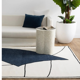 Isla Blue and Ivory Abstract Shapes Wool Rug