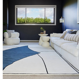 Isla Blue and Ivory Abstract Shapes Wool Rug