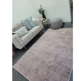 Costa Pink Taupe Ornate Embossed Textured Rug