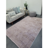 Costa Pink Taupe Ornate Embossed Textured Rug
