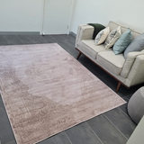 Costa Pink Taupe Ornate Medallion Bordered Rug