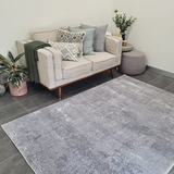 Costa Grey Ornate Transitional Textured Rug