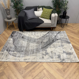 Cresta Grey and Ivory Motion Curved Lines Abstract Rug