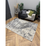 Cresta Grey and Ivory Motion Curved Lines Abstract Rug