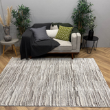 Cresta Ivory Grey Linear Textured Rug
