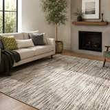 Cresta Ivory Grey Linear Textured Rug