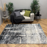 Cresta Black and Cream Blue Washed Abstract Rug