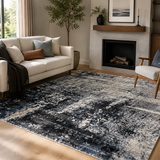 Cresta Black and Cream Blue Washed Abstract Rug