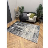 Cresta Black and Cream Blue Washed Abstract Rug