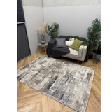 Cresta Beige Grey Block Pattern Abstract Rug