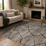 Cresta Grey Beige Modern Geometric Line Rug