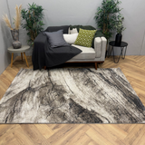 Cresta Beige Grey Marble Fractured Abstract Rug