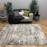Cresta Ivory Grey Distressed Abstract Rug