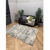 Cresta Ivory Grey Distressed Abstract Rug