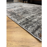 Cresta Blue Grey and Black Distressed Lines Abstract Rug