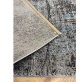Cresta Blue Grey and Black Distressed Lines Abstract Rug