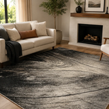 Cresta Charcoal Beige Contour Lines Rug