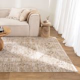 Del Sand Beige Distressed Medallion Rug