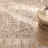 Del Sand Beige Distressed Medallion Rug