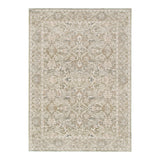 Del Olive Green Beige Vintage Border Rug