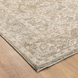 Del Olive Green Beige Vintage Border Rug
