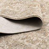 Del Olive Green Beige Vintage Border Rug