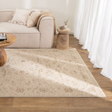 Del Warm Beige Distressed Traditional Rug