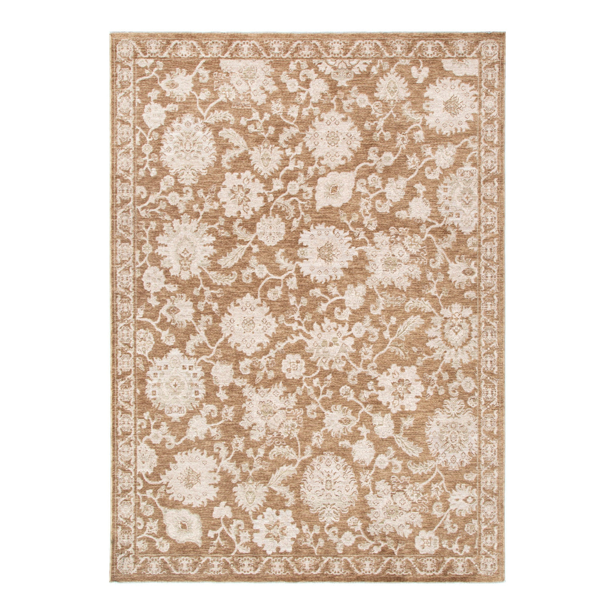 Del Toffee Distressed Border Rug
