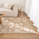 Del Toffee Distressed Border Rug