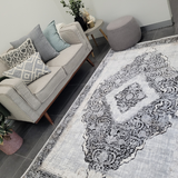 Diana Cream Black Medallion Transitional Rug