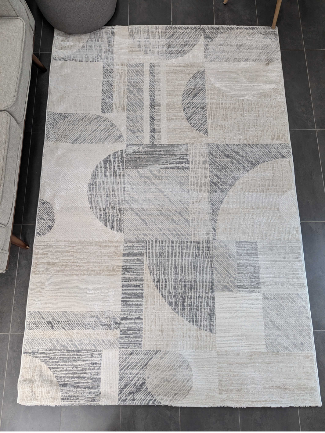 Diana Cream Beige Abstract Shapes Rug