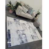 Diana Arc Lines Cream Blue Modern Rug