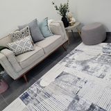 Diana Arc Lines Cream Blue Modern Rug