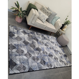 Diana Blue Black Chevron Geometric Modern Rug