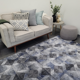 Diana Blue Black Chevron Geometric Modern Rug