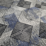 Diana Blue Black Chevron Geometric Modern Rug