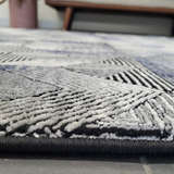 Diana Blue Black Chevron Geometric Modern Rug