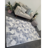 Diana Cream Blue Chevron Geometric Modern Rug