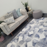 Diana Cream Blue Chevron Geometric Modern Rug