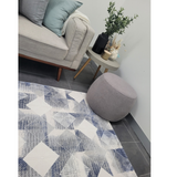Diana Cream Blue Chevron Geometric Modern Rug