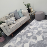 Diana Grey Chevron Geometric Modern Rug