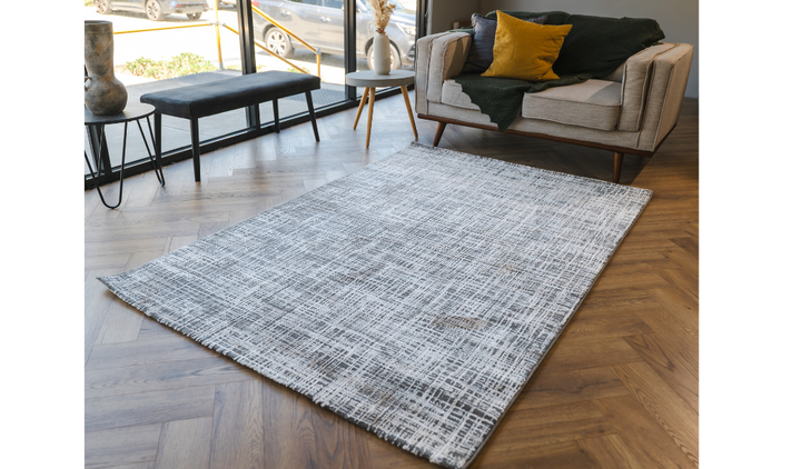 Diana Arc Lines Grey Cream Modern Rug