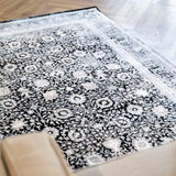 Diana Black Cream Vintage Oriental Bordered Rug