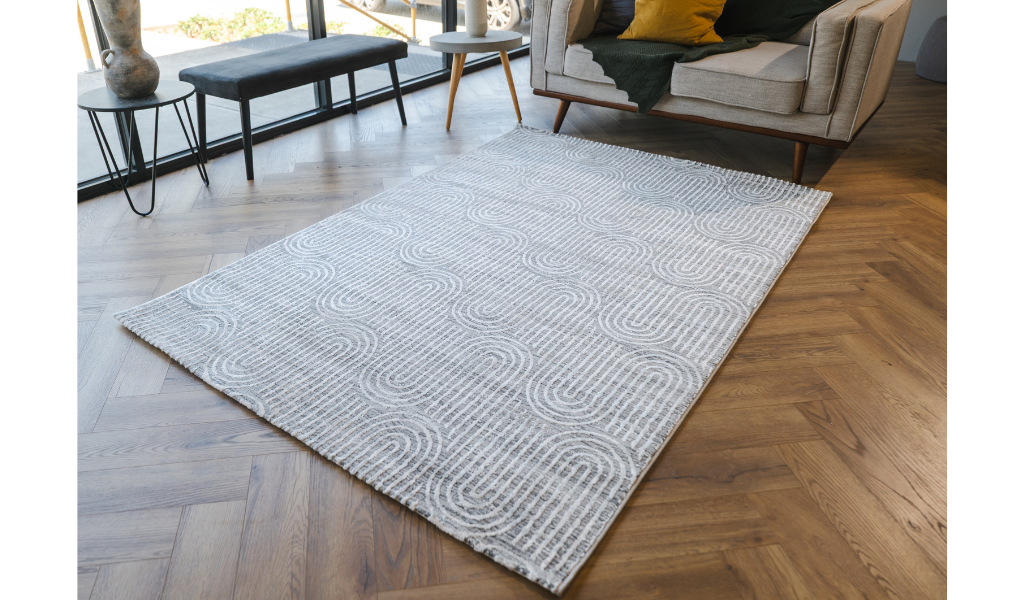 Diana Light Grey Arched Modern Textured Rug