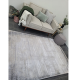 Diana Light Grey and Cream Distressed Geometric Lines Rug