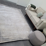 Diana Light Grey and Cream Distressed Geometric Lines Rug